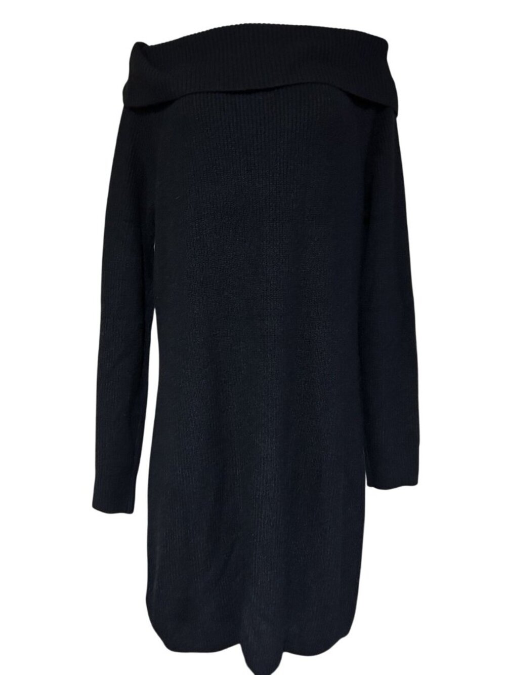 GAP Women’s Large Tall Cowl Neck Soft Sweater Dress Black Oversized NEW